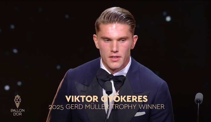 58場比賽中有63個進球！官員：約克雷斯贏得了2025年GED Mueller獎 并當選為年度前鋒